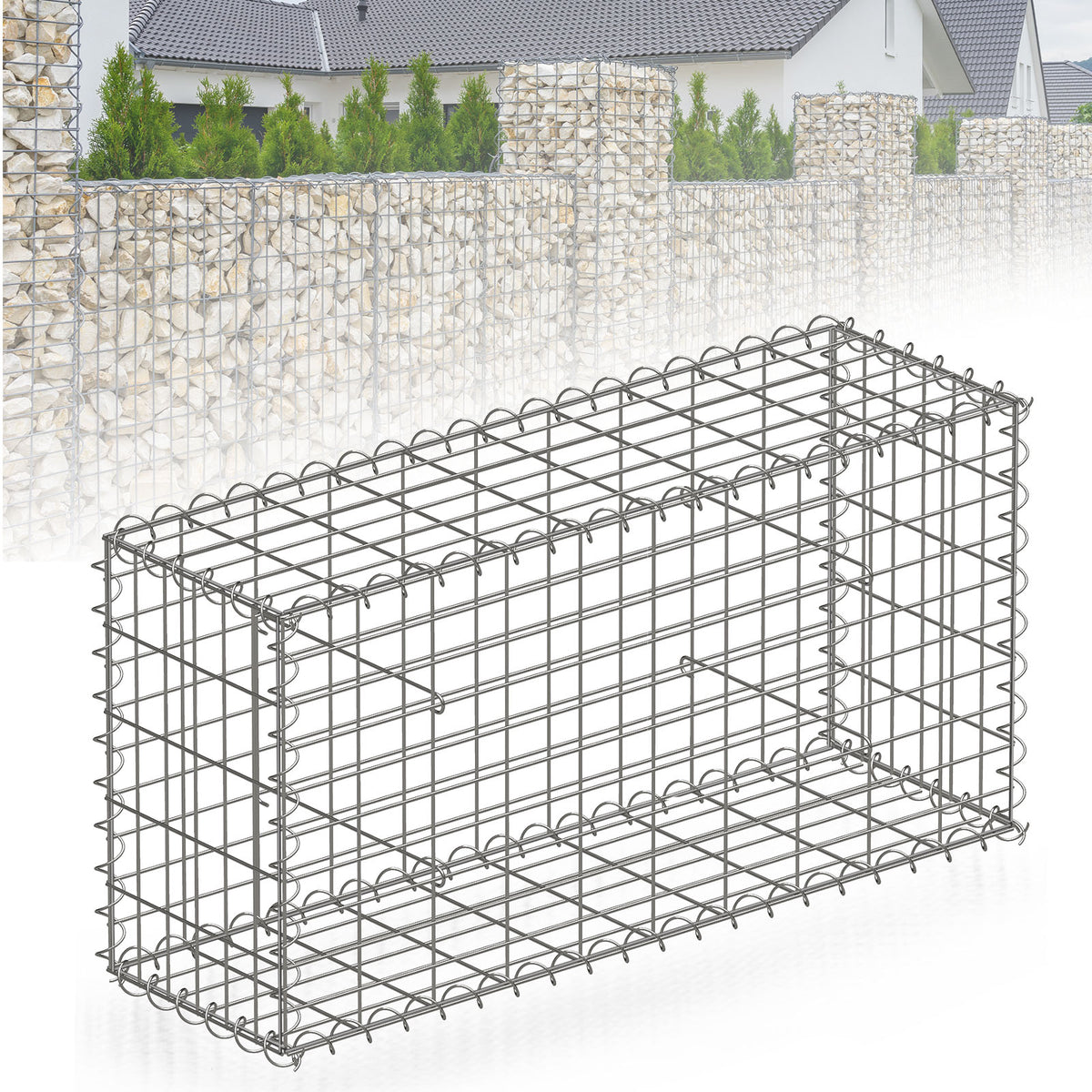 Gabionenkorb | Lenox | Verzinkter Stahlkorb für dekorativen Sichtschutz und Gartenprojekte