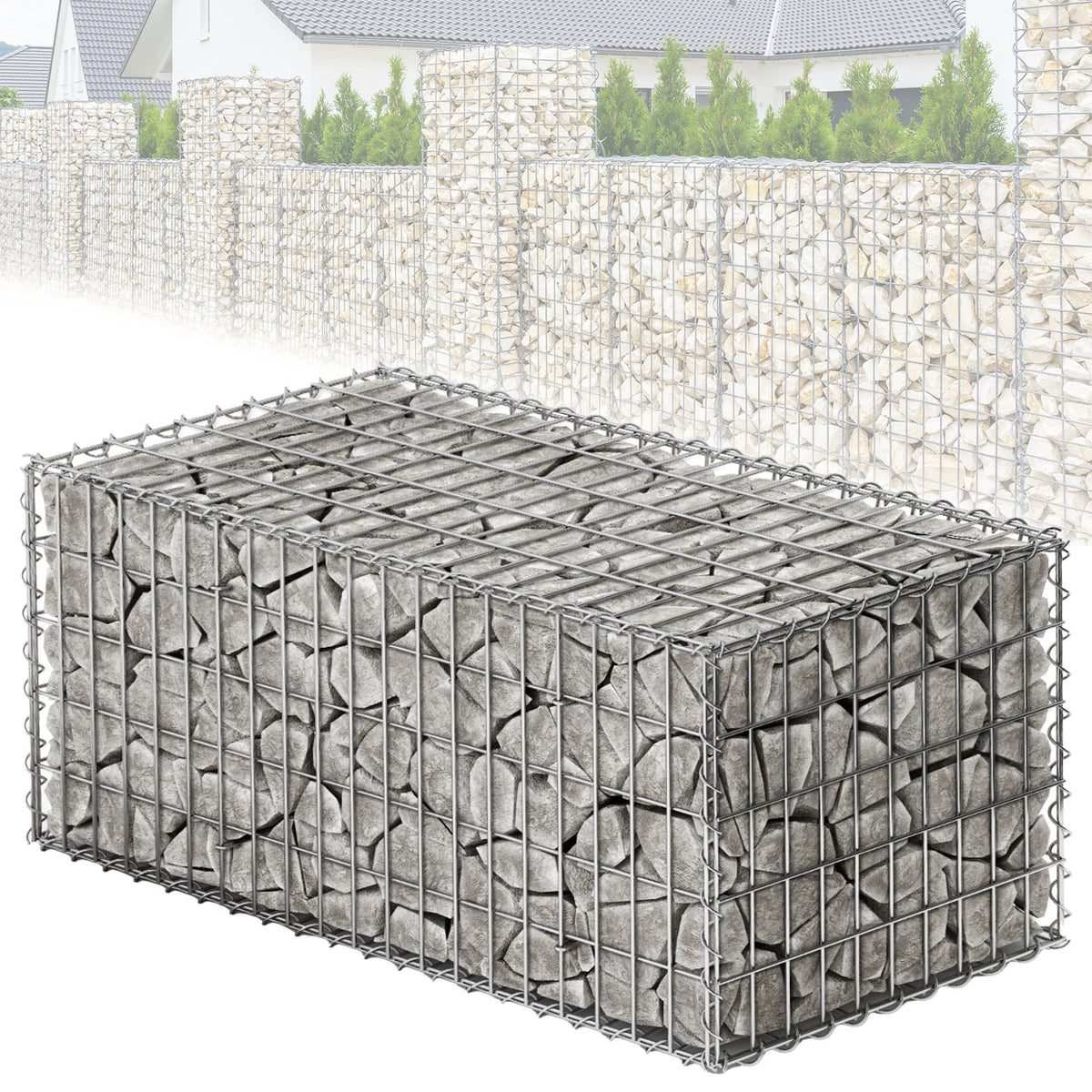 Gabionenkorb | Lenox | Verzinkter Stahlkorb für dekorativen Sichtschutz und Gartenprojekte