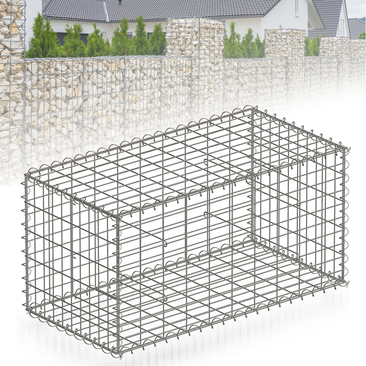 Gabionenkorb | Lenox | Verzinkter Stahlkorb für dekorativen Sichtschutz und Gartenprojekte