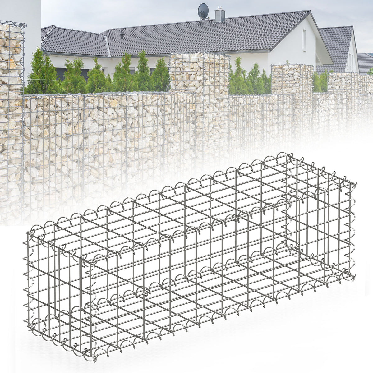 Gabionenkorb | Lenox | Verzinkter Stahlkorb für dekorativen Sichtschutz und Gartenprojekte