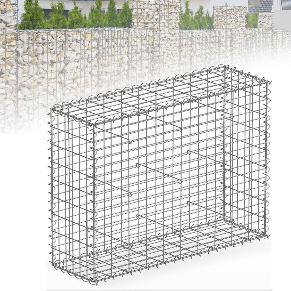 Gabionenkorb | Lenox | Verzinkter Stahlkorb für dekorativen Sichtschutz und Gartenprojekte