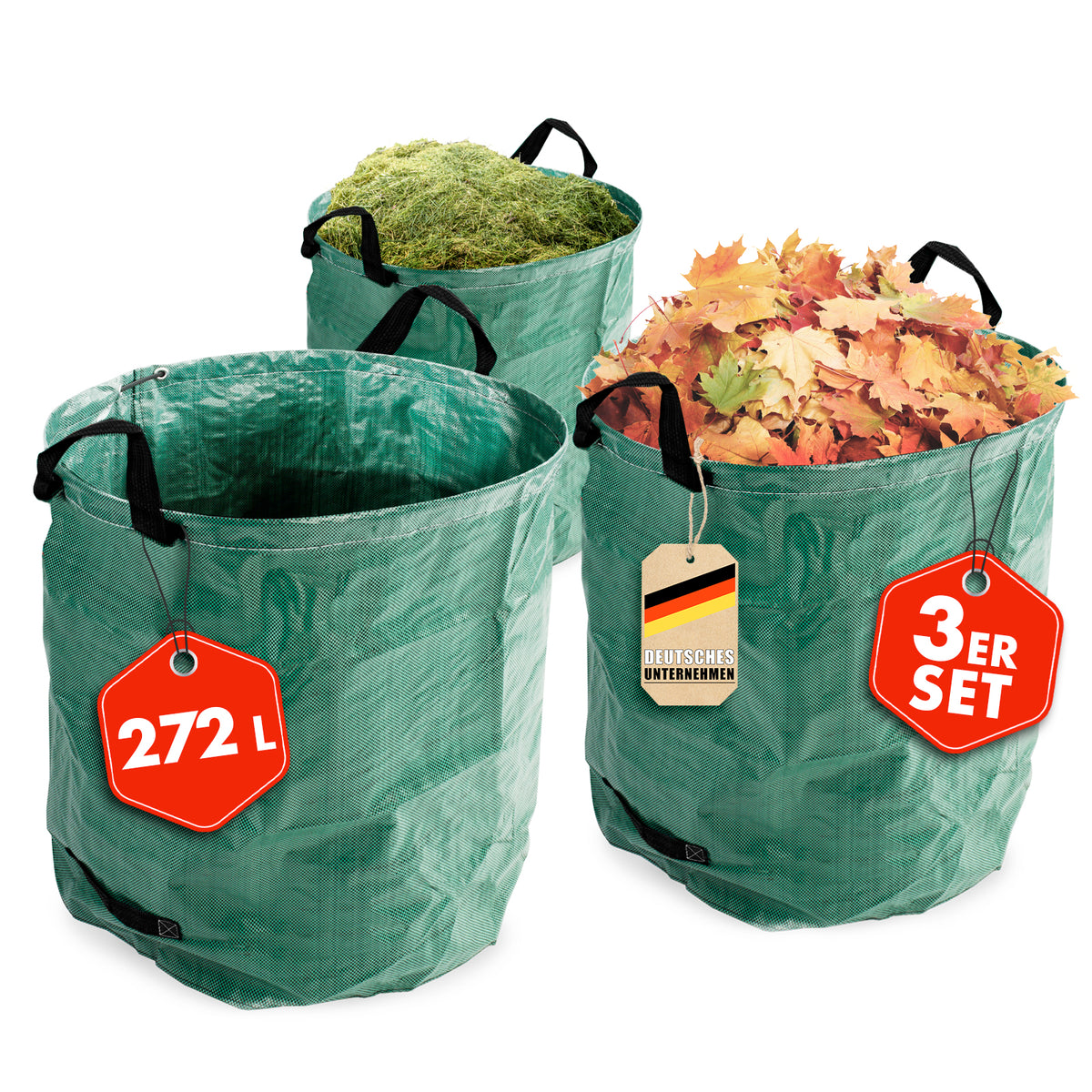 Gartenabfallsack 3er Set | Vielseitige Lösung für Gartenabfälle und Aufbewahrung | Stabil, Selbststehend & Wasserabweisend