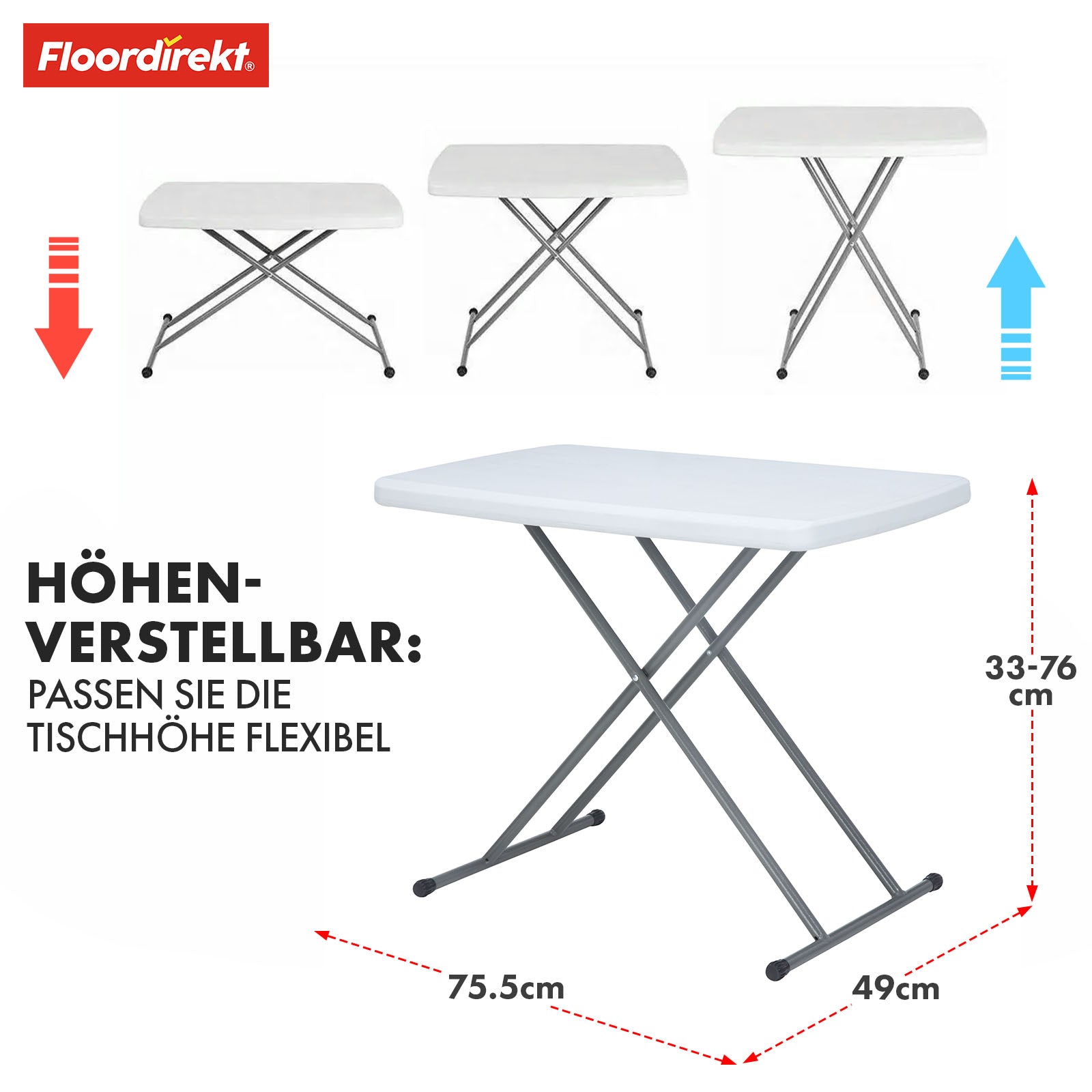 Klapptisch | Nara | Vielseitig, Stabil und Platzsparend für Jeden Anlass | 75,5 x 49 cm