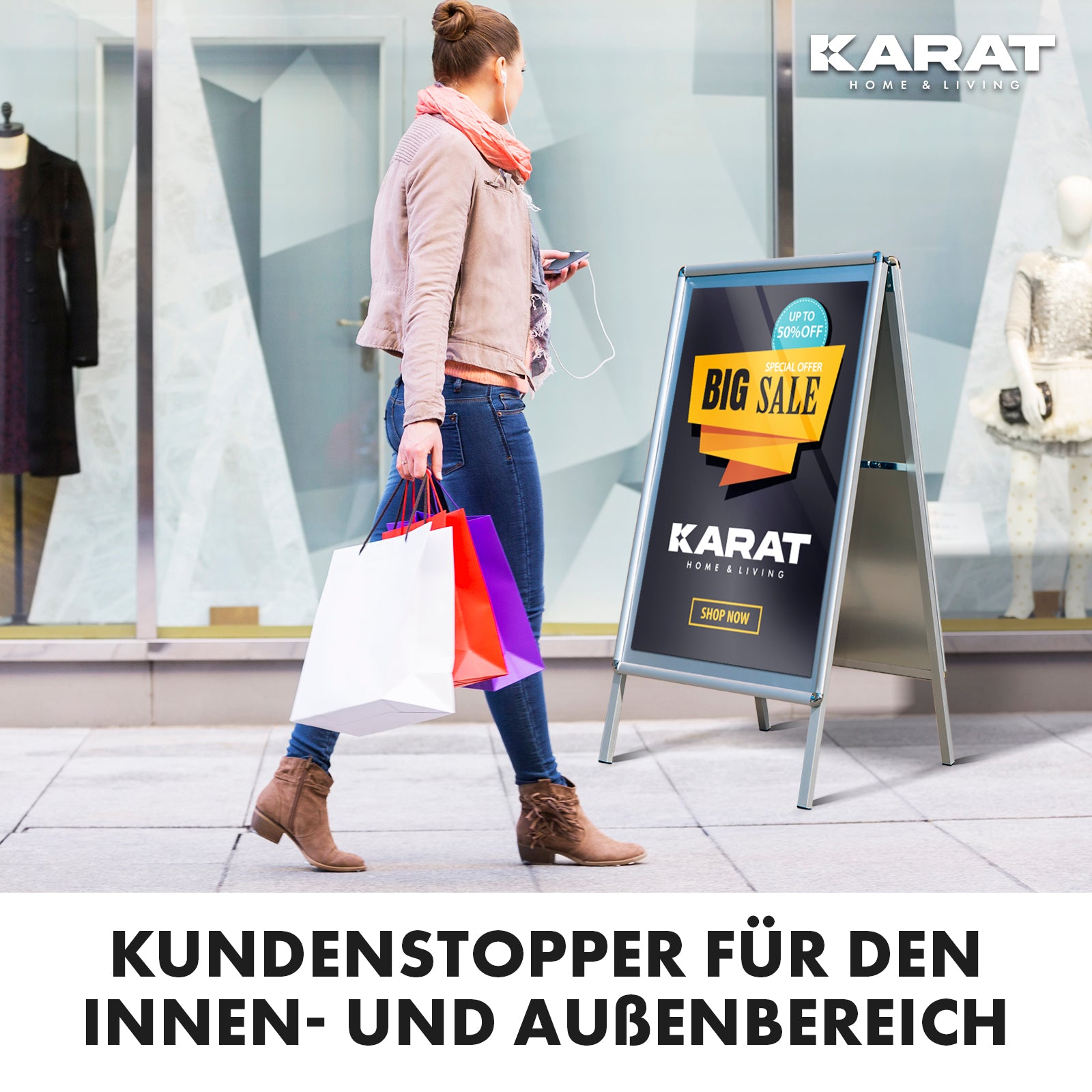 Kundenstopper | Beidseitig für 2 Plakate | Stabil und witterungsbeständig | Format: A1