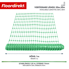 Absperrzaun Chester Set inkl. 20 Zaunpfosten & Kabelbindern | Bauzaunnetz 30 m / 50 m | Garten- & Warnzaun