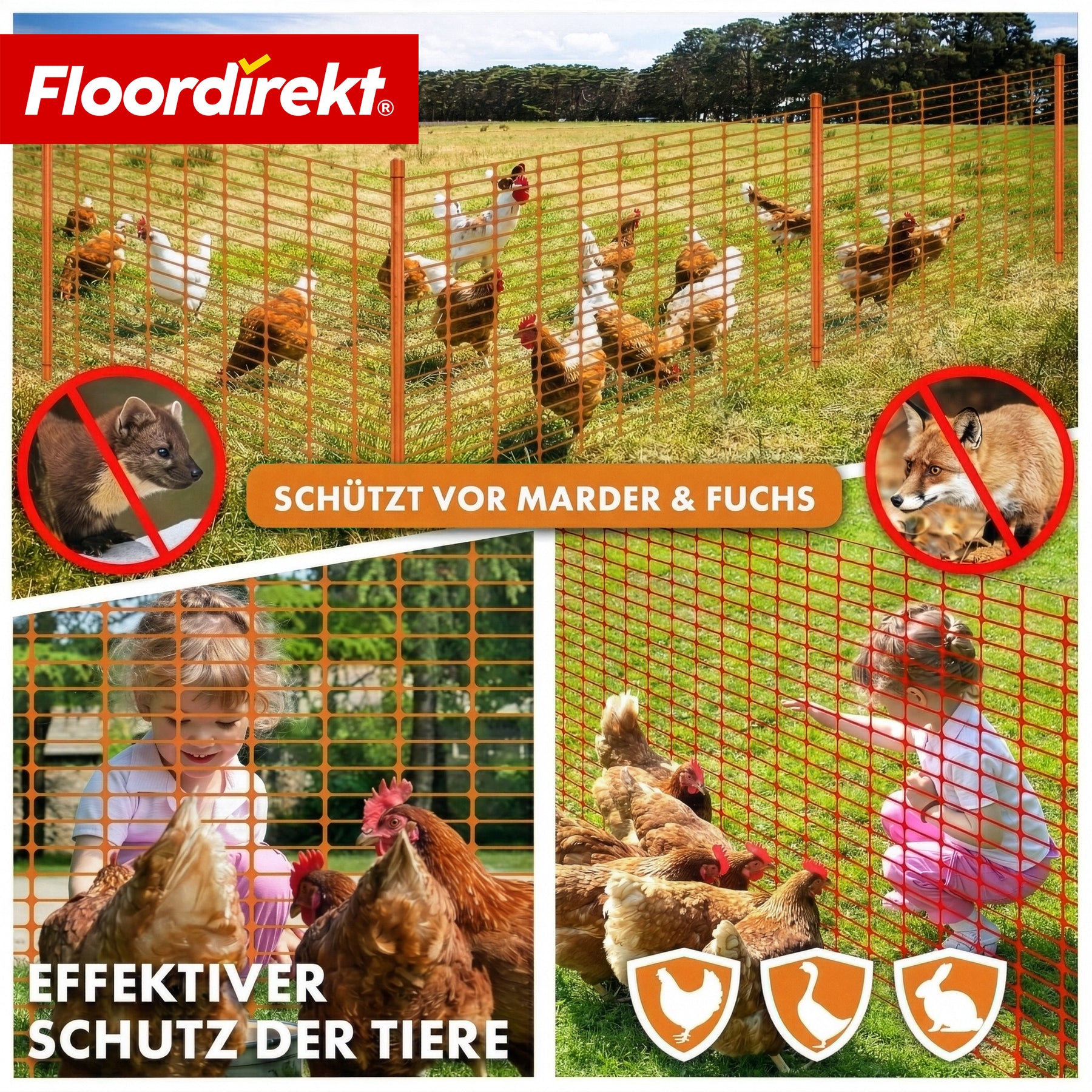 Absperrzaun Chester Set inkl. 20 Zaunpfosten & Kabelbindern | Bauzaunnetz 30 m / 50 m | Garten- & Warnzaun