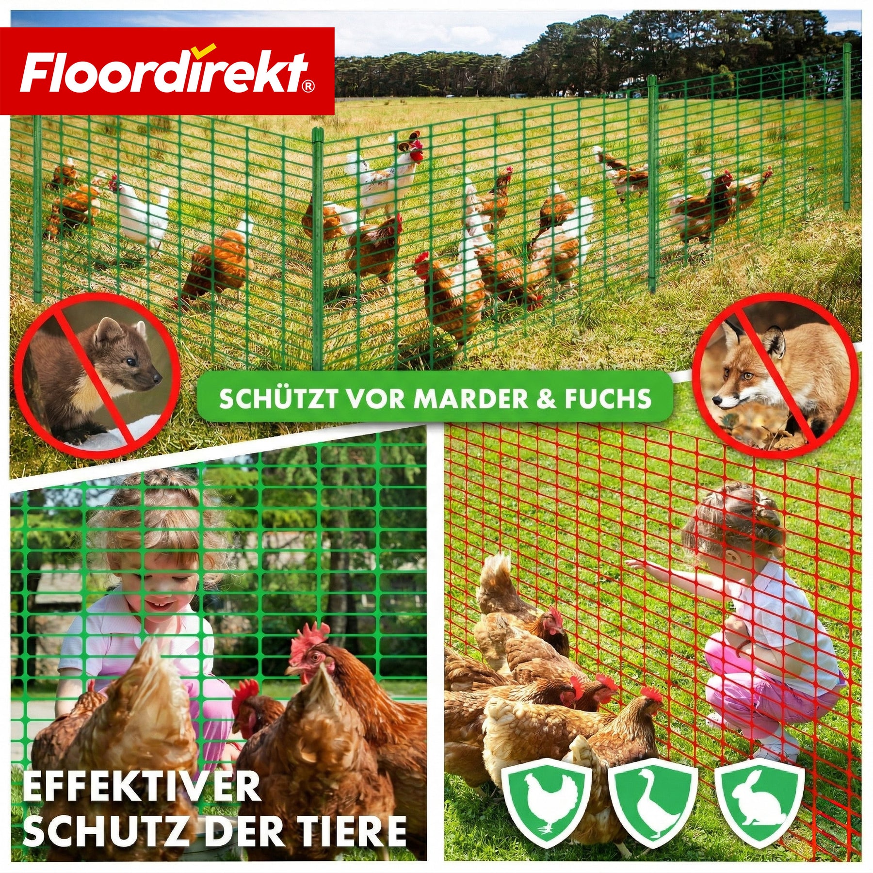 Absperrzaun Chester Set inkl. 20 Zaunpfosten & Kabelbindern | Bauzaunnetz 30 m / 50 m | Garten- & Warnzaun