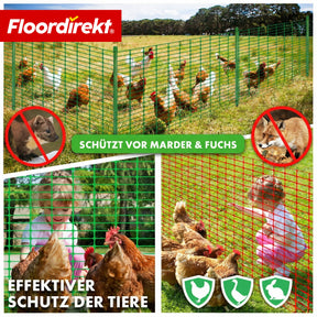 Absperrzaun Chester Set inkl. 20 Zaunpfosten & Kabelbindern | Bauzaunnetz 30 m / 50 m | Garten- & Warnzaun