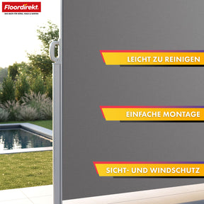 Alu-Seitenmarkise | Sicht- & Sonnenschutz für Terrasse, Balkon & Garten | UV-Schutz, blickdicht & wasserabweisend | Verschiedene Farben & Größen