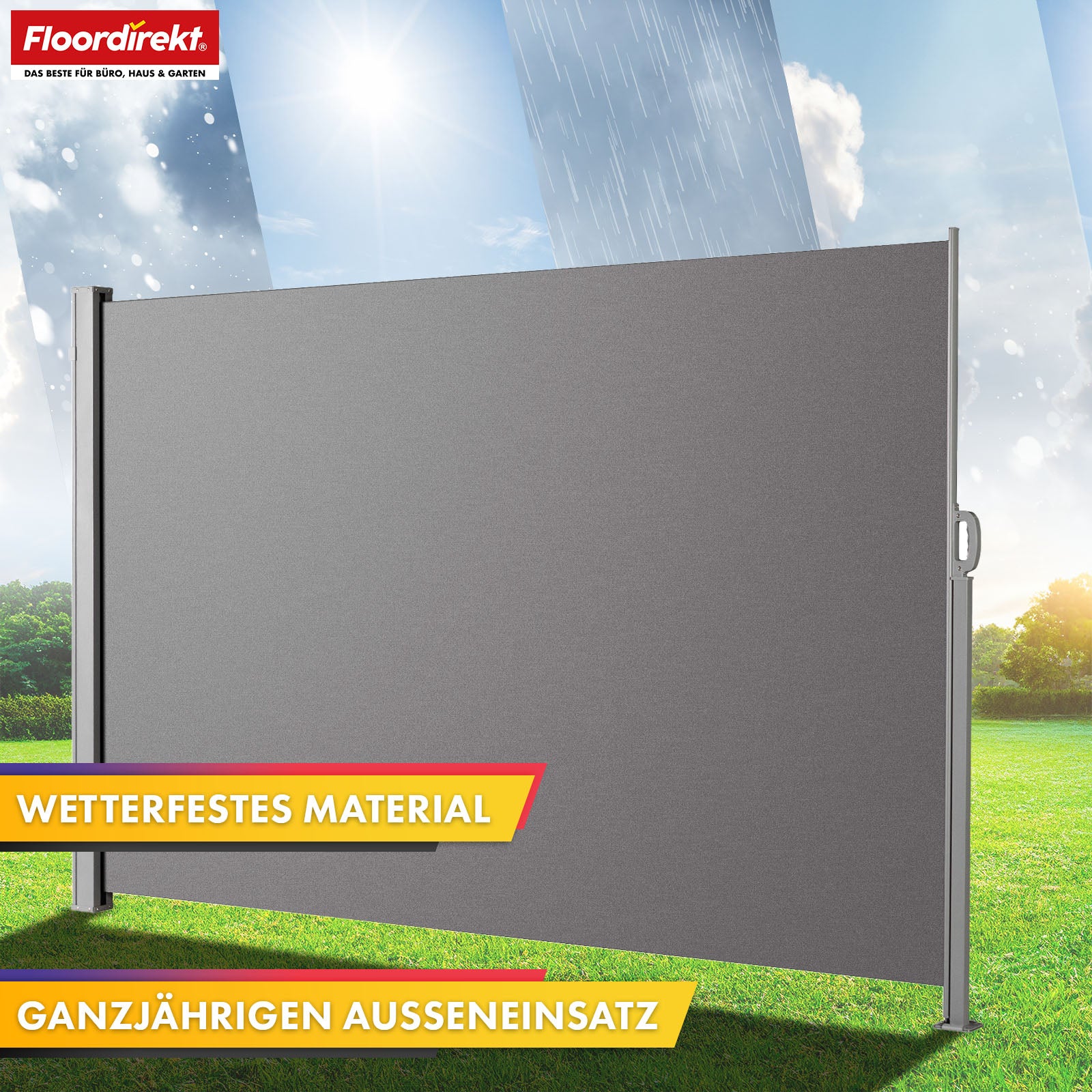 Alu-Seitenmarkise | Sicht- & Sonnenschutz für Terrasse, Balkon & Garten | UV-Schutz, blickdicht & wasserabweisend | Verschiedene Farben & Größen