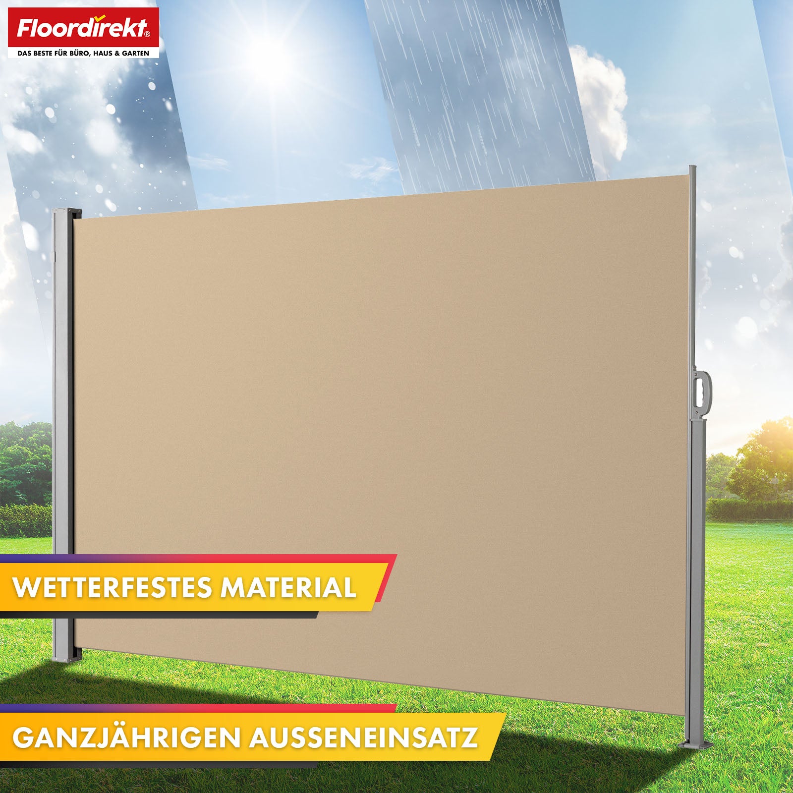 Alu-Seitenmarkise | Sicht- & Sonnenschutz für Terrasse, Balkon & Garten | UV-Schutz, blickdicht & wasserabweisend | Verschiedene Farben & Größen