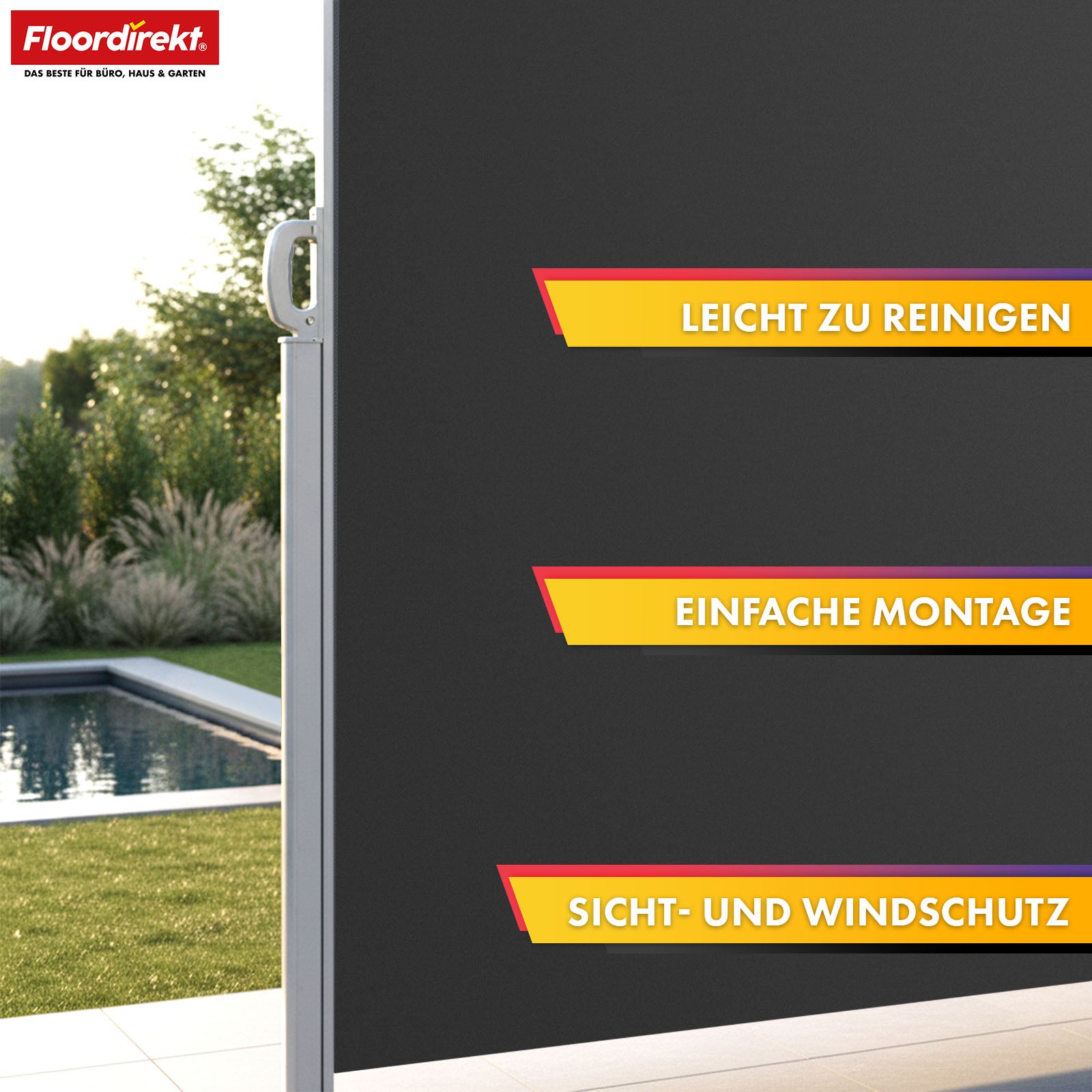 Alu-Seitenmarkise | Sicht- & Sonnenschutz für Terrasse, Balkon & Garten | UV-Schutz, blickdicht & wasserabweisend | Verschiedene Farben & Größen