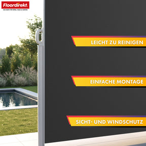 Alu-Seitenmarkise | Sicht- & Sonnenschutz für Terrasse, Balkon & Garten | UV-Schutz, blickdicht & wasserabweisend | Verschiedene Farben & Größen