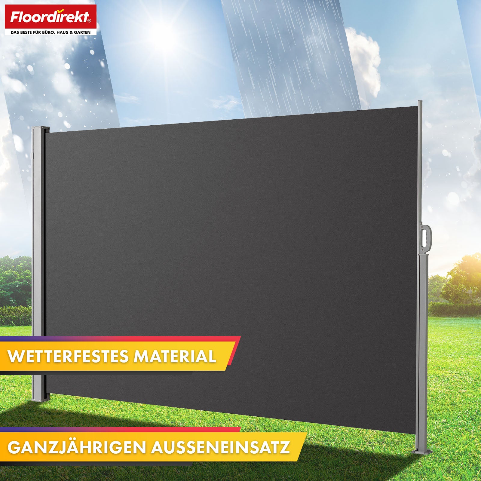 Alu-Seitenmarkise | Sicht- & Sonnenschutz für Terrasse, Balkon & Garten | UV-Schutz, blickdicht & wasserabweisend | Verschiedene Farben & Größen