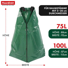 Bewässerungsbeutel für Bäume | 75L & 100L Wassersack mit Tropfsystem | Wiederverwendbarer Baumbewässerungssack aus PVC