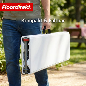 Gartenbank | Chiba | klappbare Sitzbank 183 cm in Weiß, wetterfest & bis 320 kg belastbar