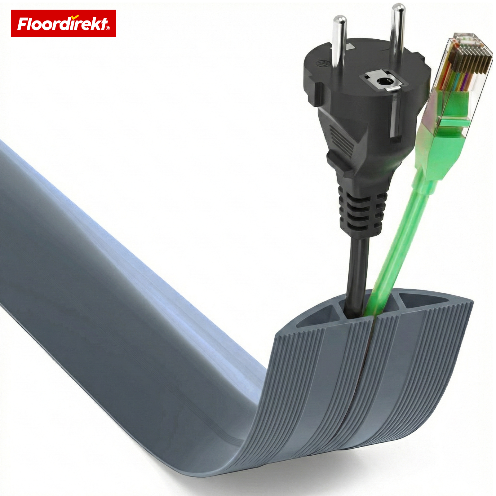 Boden-Kabelkanal | Cable Guard | Rutschfester Kabelschutz & Stolperschutz | Flexibel, zuschneidbar & für 2 Kabel bis 8 mm Ø