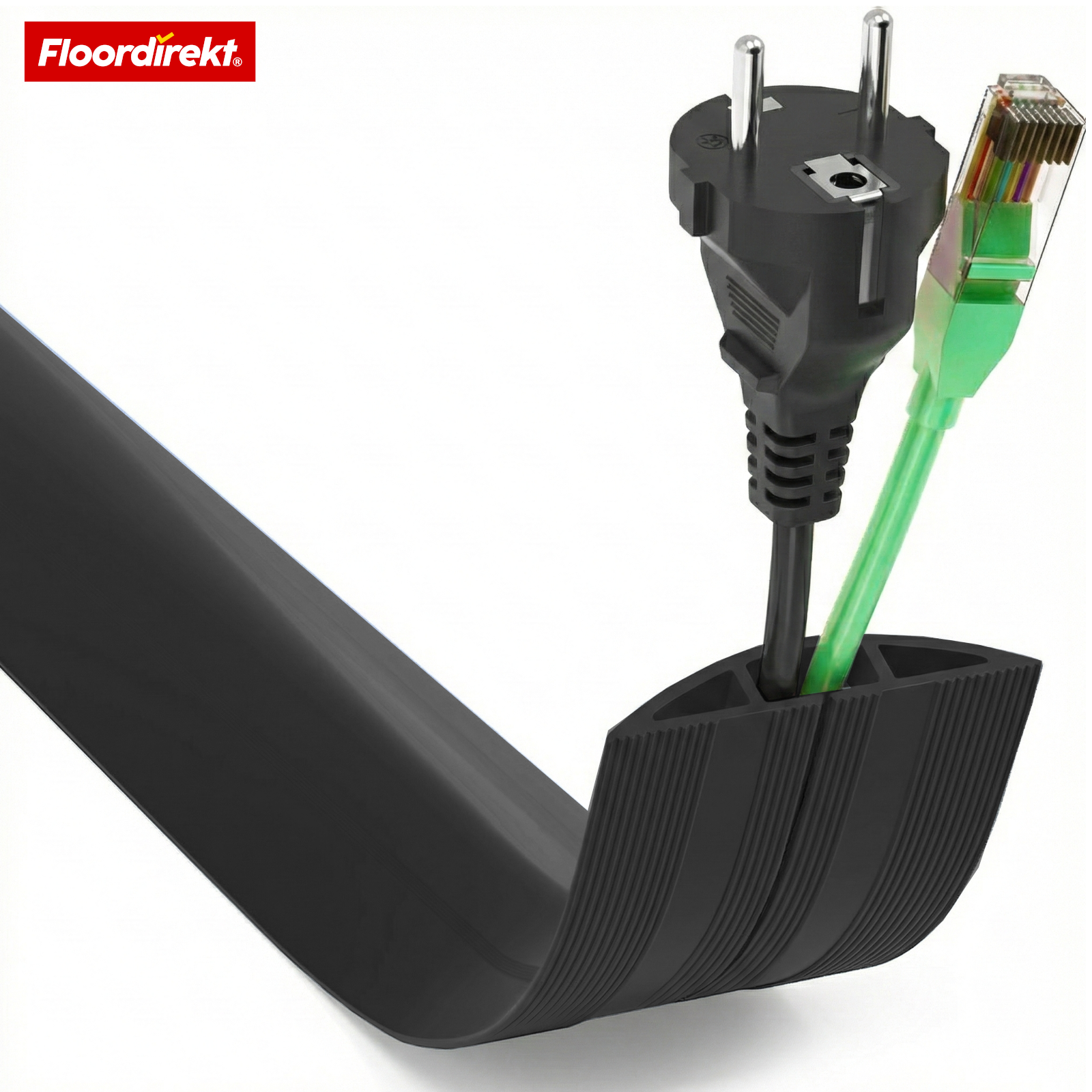 Boden-Kabelkanal | Cable Guard | Rutschfester Kabelschutz & Stolperschutz | Flexibel, zuschneidbar & für 2 Kabel bis 8 mm Ø