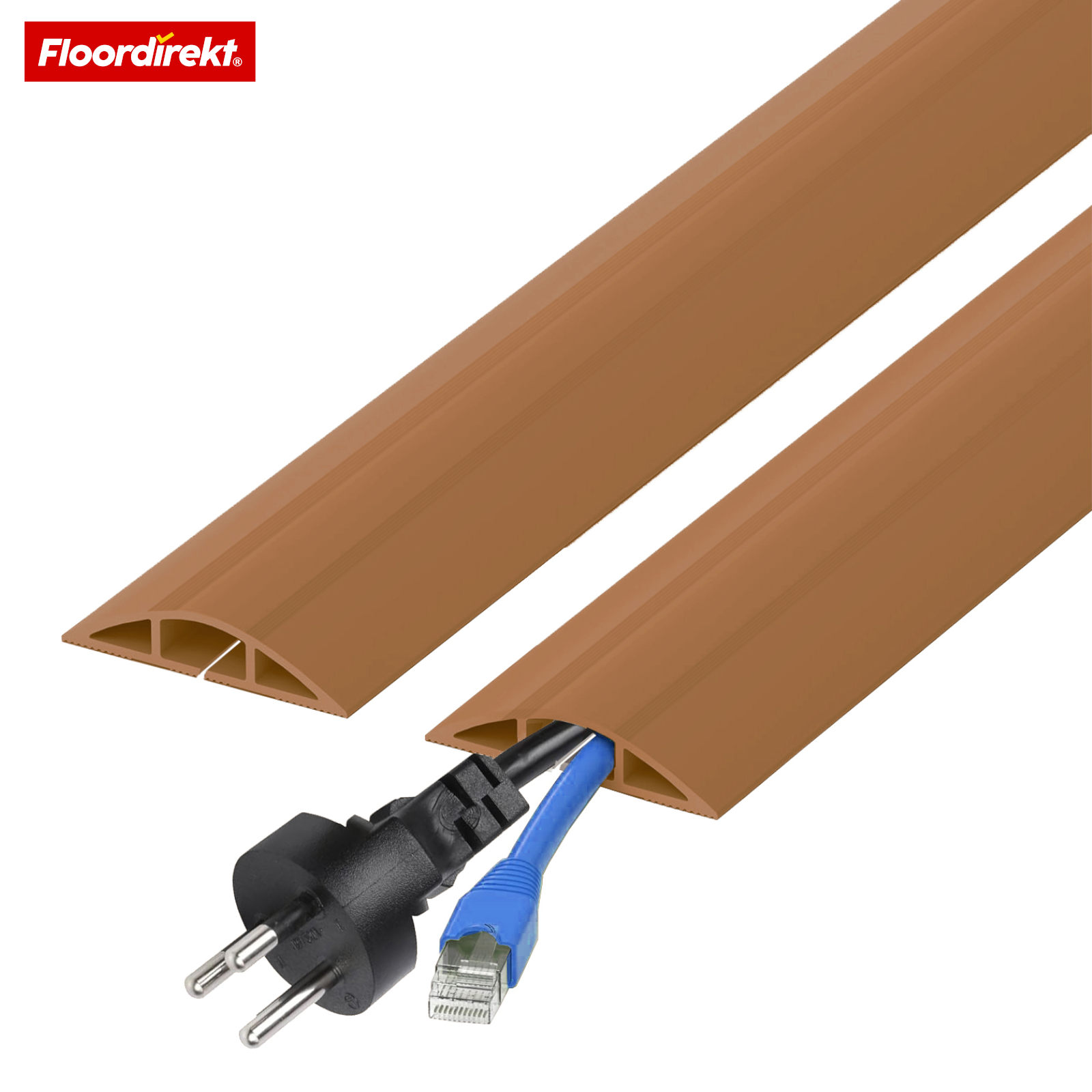 Boden-Kabelkanal | Cable Guard | Rutschfester Kabelschutz & Stolperschutz | Flexibel, zuschneidbar & für 2 Kabel bis 8 mm Ø