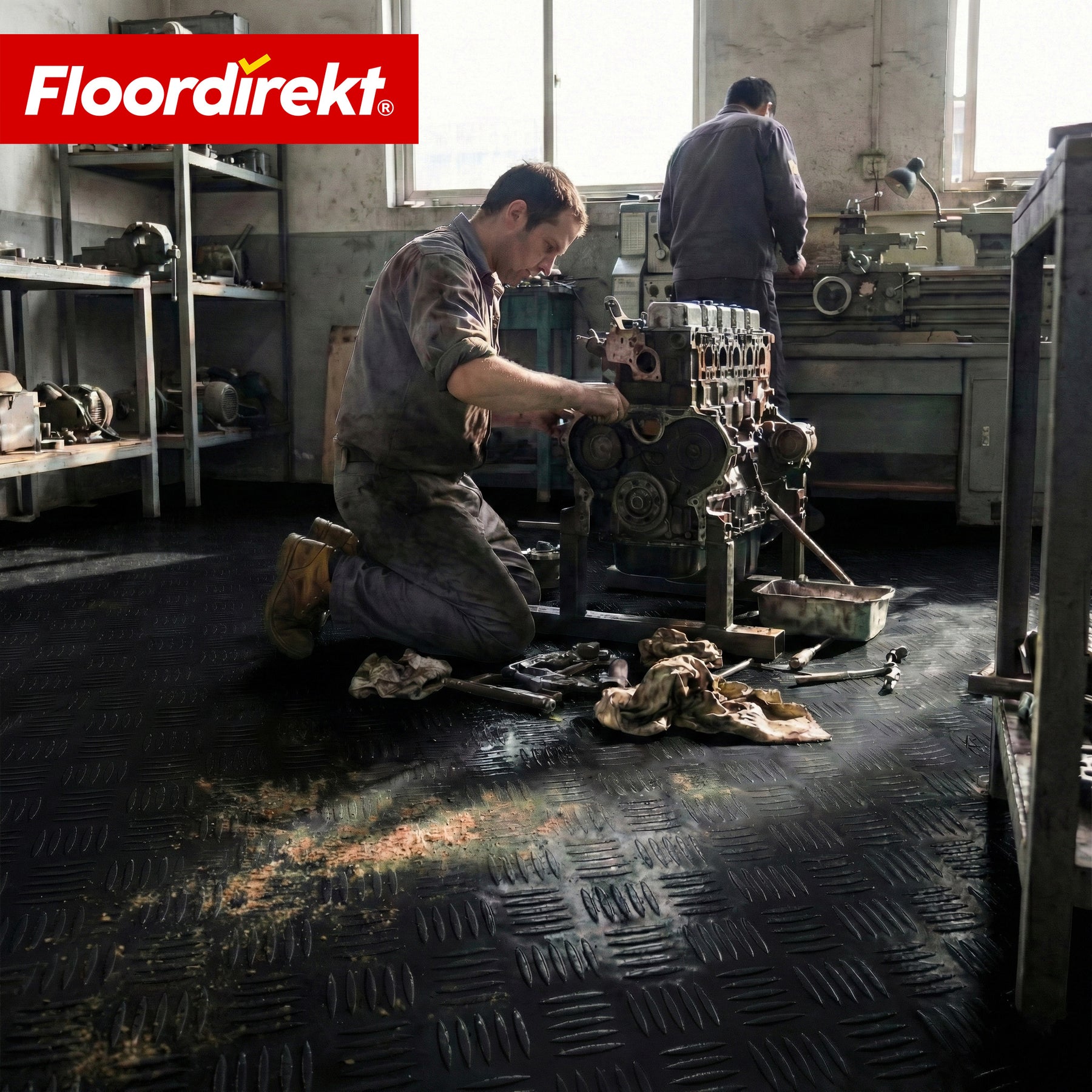 PVC-Bodenbelag | Bullet | Riffelblech-Optik | Rutschfest & Pflegeleicht | Meterware / Zuschnitt nach Maß | 110 cm Breite