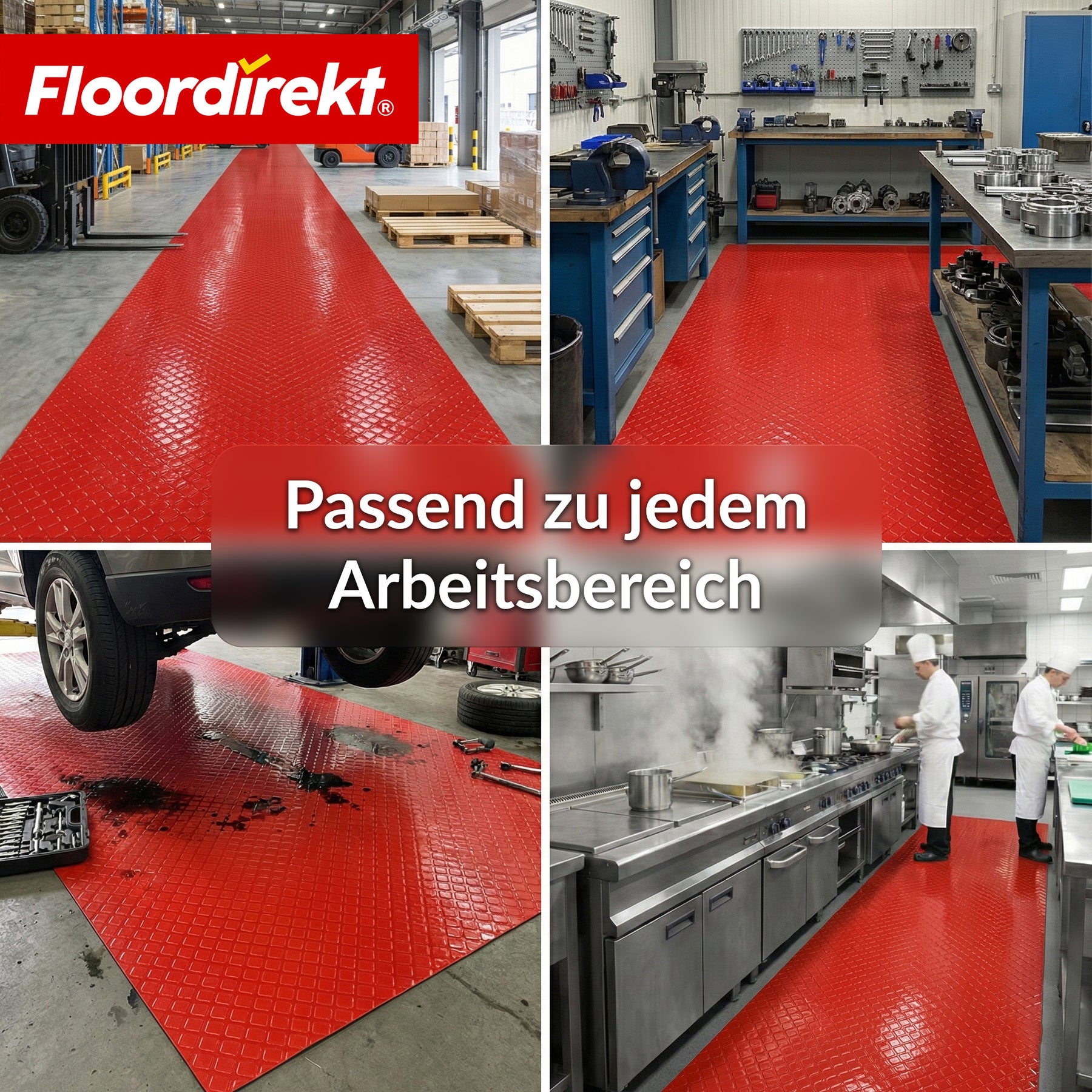 PVC-Bodenbelag | Check Quadra | Quadrat-Optik | Rutschfest & Pflegeleicht | Meterware / Zuschnitt nach Maß | 110 cm Breite
