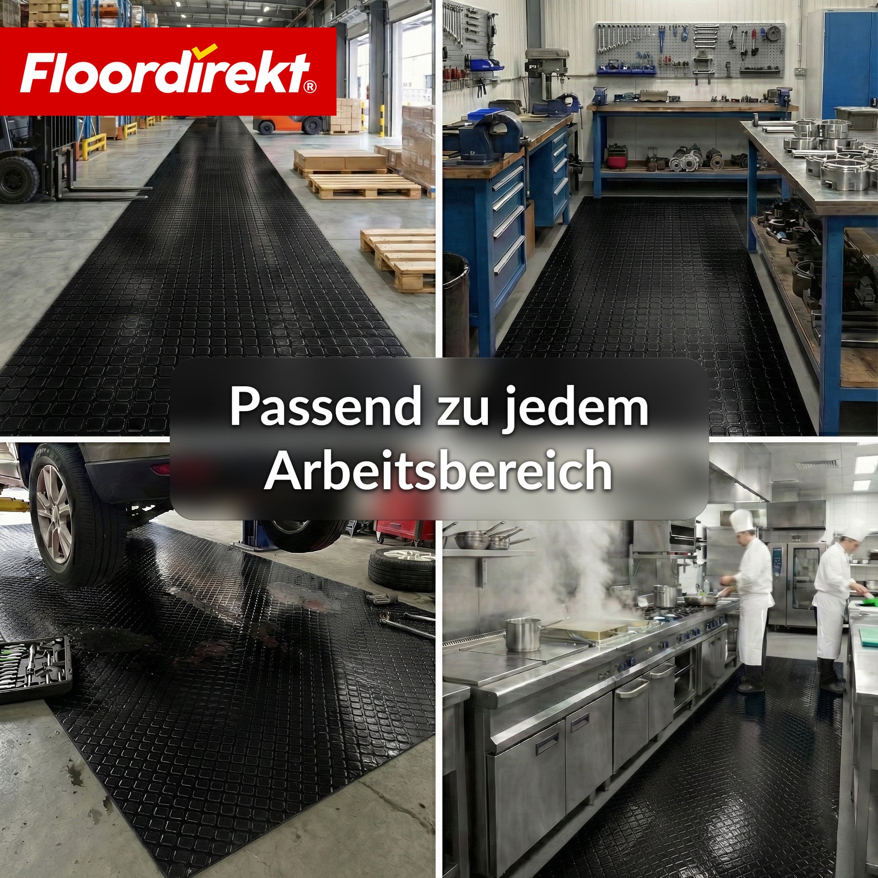 PVC-Bodenbelag | Check Quadra | Quadrat-Optik | Rutschfest & Pflegeleicht | Meterware / Zuschnitt nach Maß | 110 cm Breite
