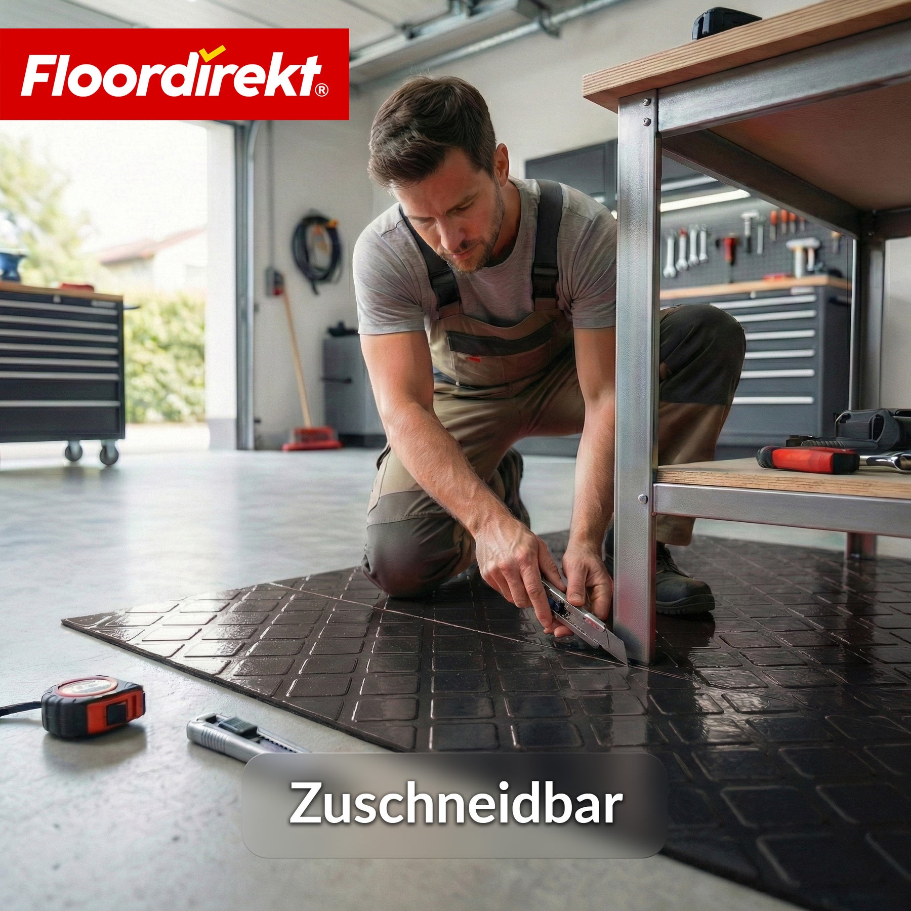 PVC-Bodenbelag | Check Quadra | Quadrat-Optik | Rutschfest & Pflegeleicht | Meterware / Zuschnitt nach Maß | 110 cm Breite