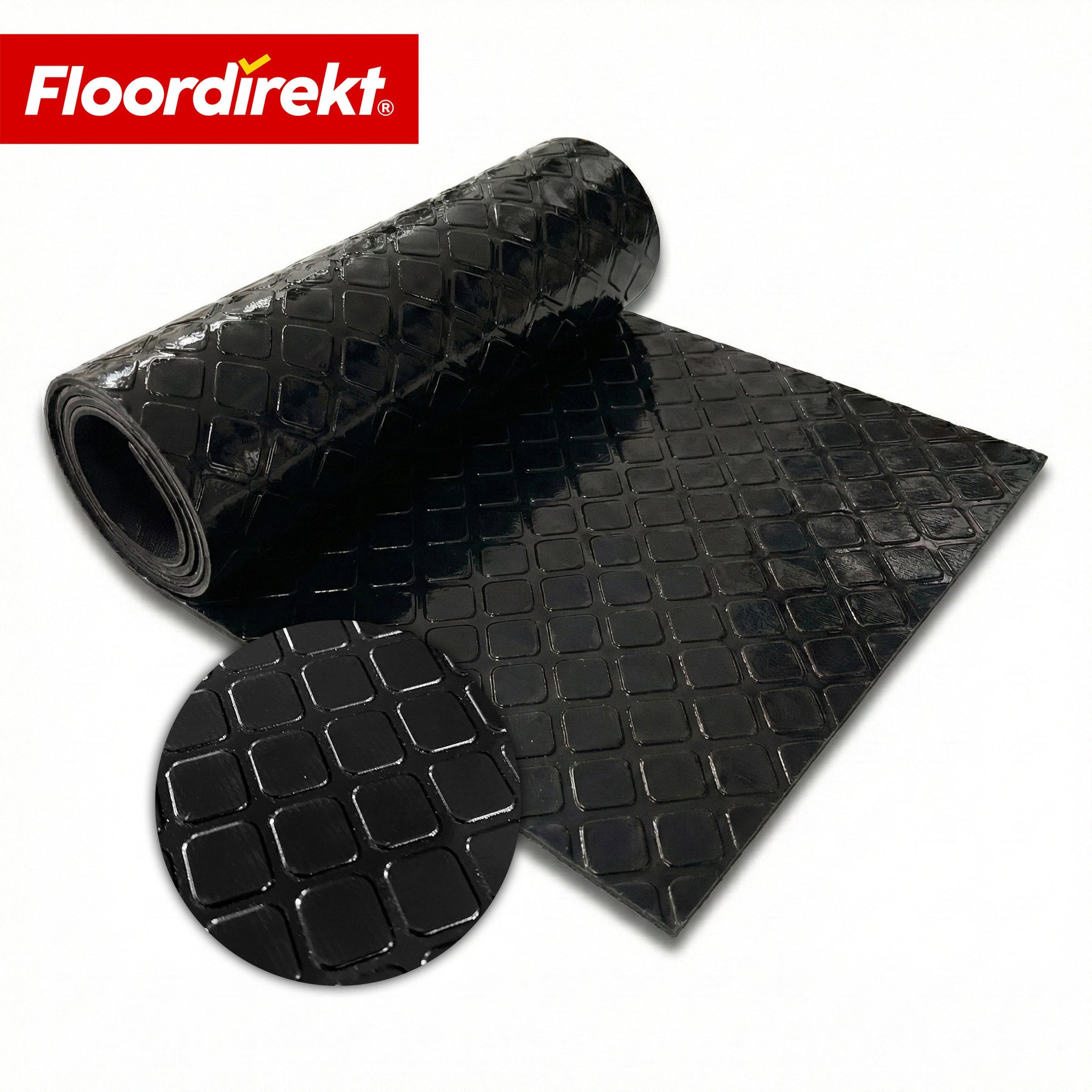 PVC-Bodenbelag | Check Quadra | Quadrat-Optik | Rutschfest & Pflegeleicht | Meterware / Zuschnitt nach Maß | 110 cm Breite