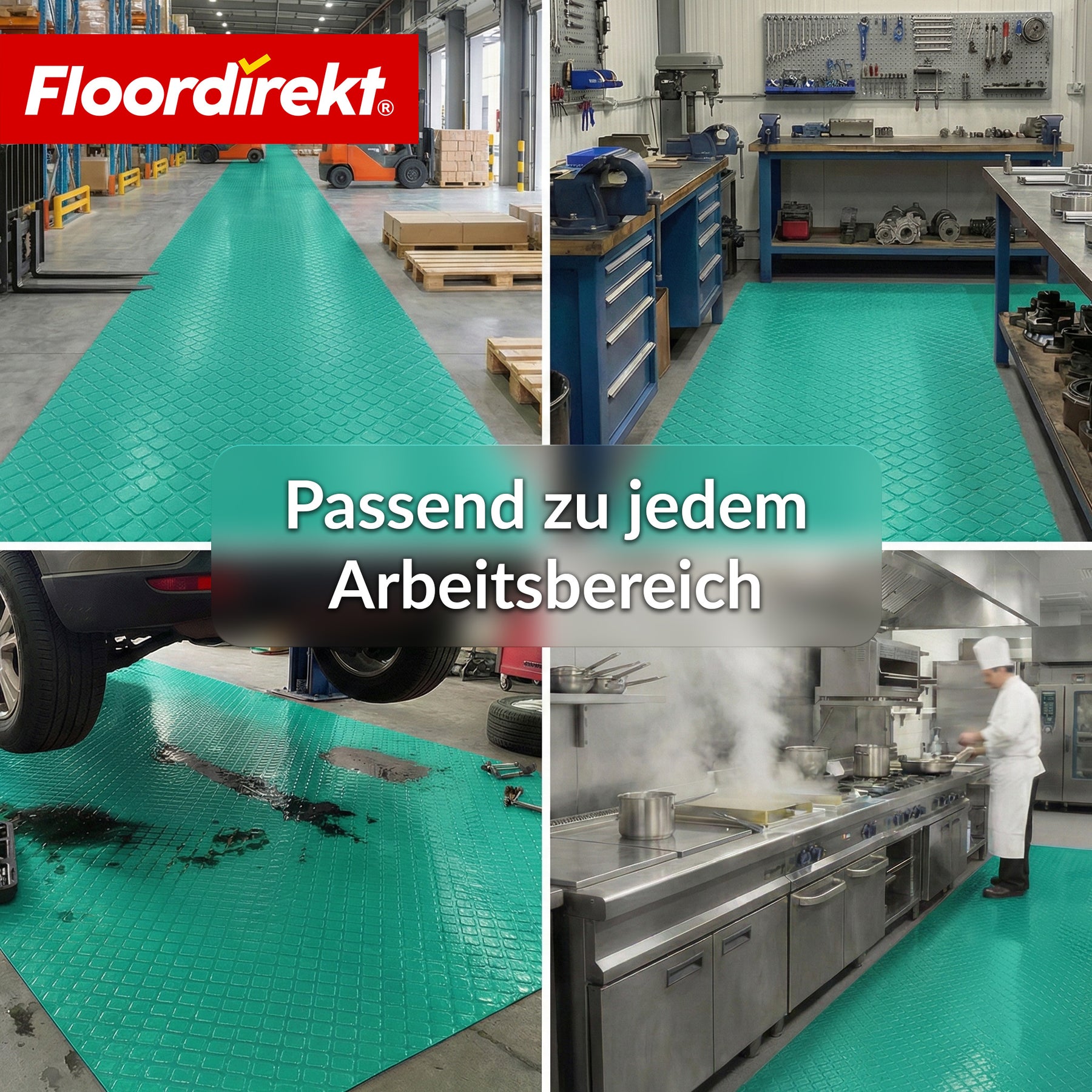 PVC-Bodenbelag | Check Quadra | Quadrat-Optik | Rutschfest & Pflegeleicht | Meterware / Zuschnitt nach Maß | 110 cm Breite