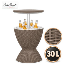 Getränkekühler Tisch | Capri | Höhenverstellbarer Gartentisch mit 30 L Kühlfach in Rattan-Optik | 2 Farben