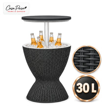 Getränkekühler Tisch | Capri | Höhenverstellbarer Gartentisch mit 30 L Kühlfach in Rattan-Optik | 2 Farben
