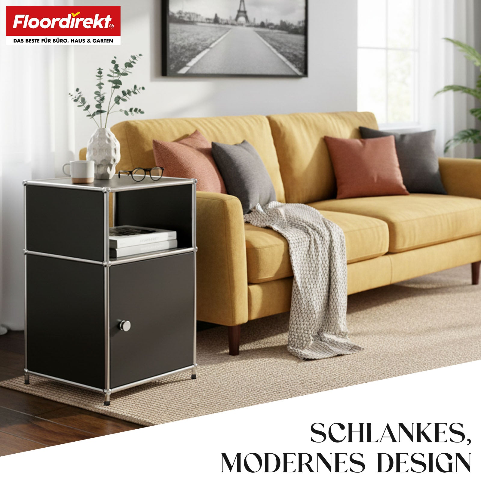 Metallregal | Concept Epure MK-040 | 3-stöckiges Aufbewahrungsregal mit Tür & & Ablageflächen | In mehreren Farben erhältlich