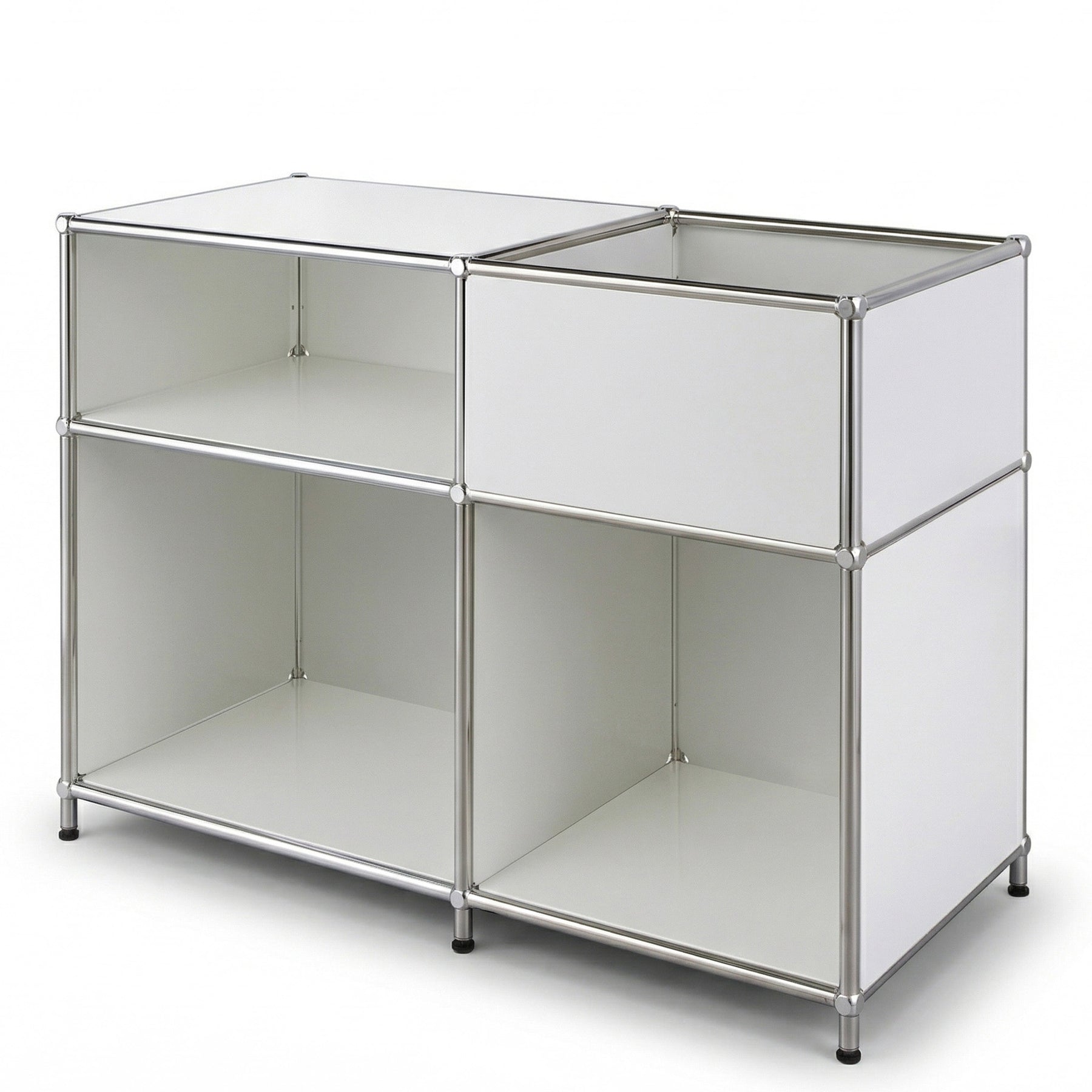 Metallregal | Concept Epure MK-030 | Standregal mit 3 Ablagen & Stauraumfach | Sideboard & Aufbewahrungsregal