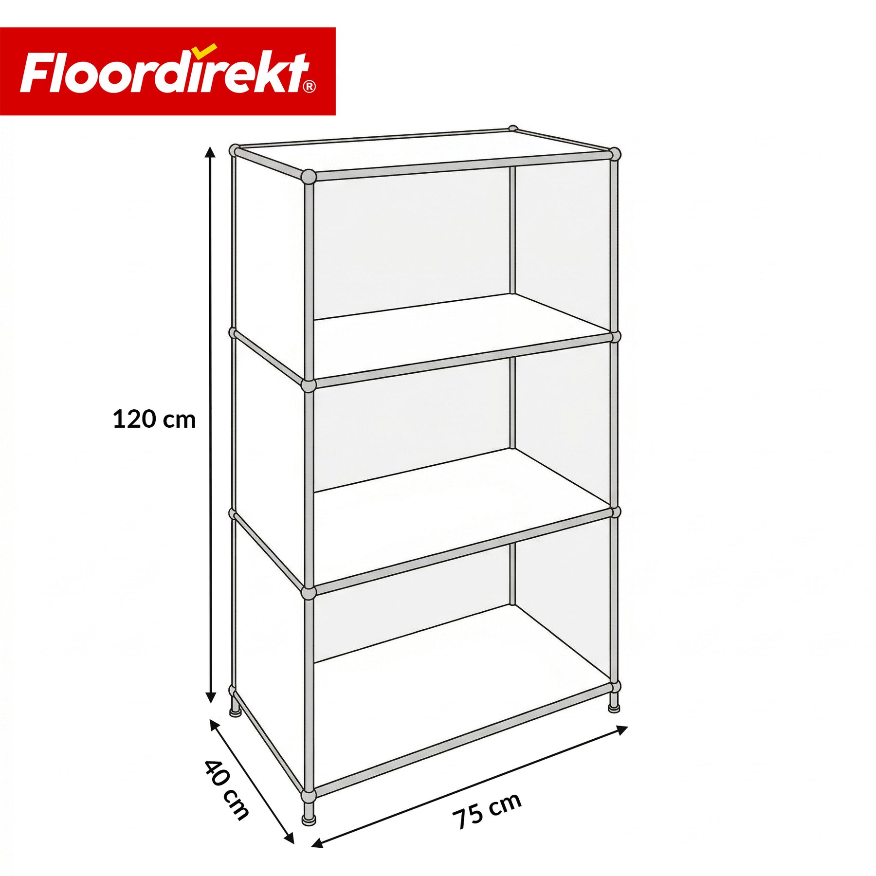 Metallregal | Concept Epure MK-101 | 4 Ablagen Standregal | Bücherregal mit Seitenwänden | Modernes Aufbewahrungsregal
