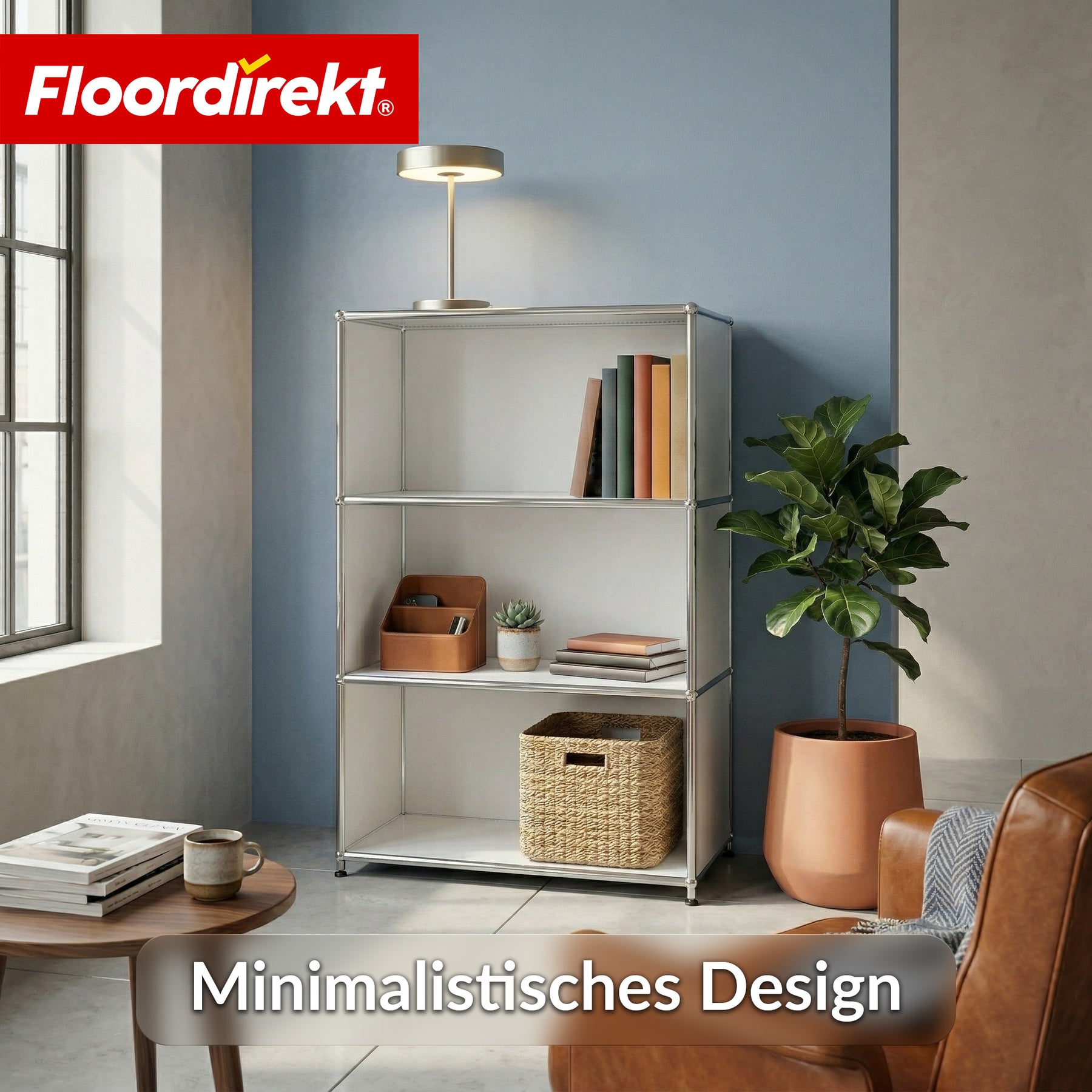 Metallregal | Concept Epure MK-101 | 4 Ablagen Standregal | Bücherregal mit Seitenwänden | Modernes Aufbewahrungsregal