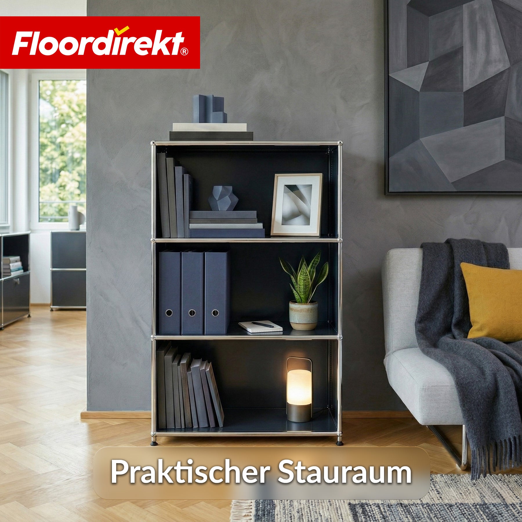 Metallregal | Concept Epure MK-101 | 4 Ablagen Standregal | Bücherregal mit Seitenwänden | Modernes Aufbewahrungsregal