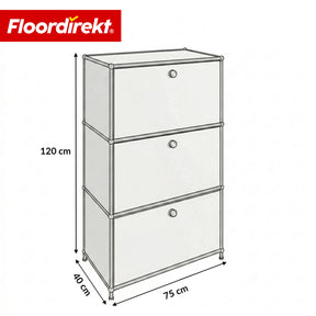 Metallschrank | Concept Epure MK-129 | Sideboard mit 3 verschließbaren Fächern | Moderner Aufbewahrungsschrank