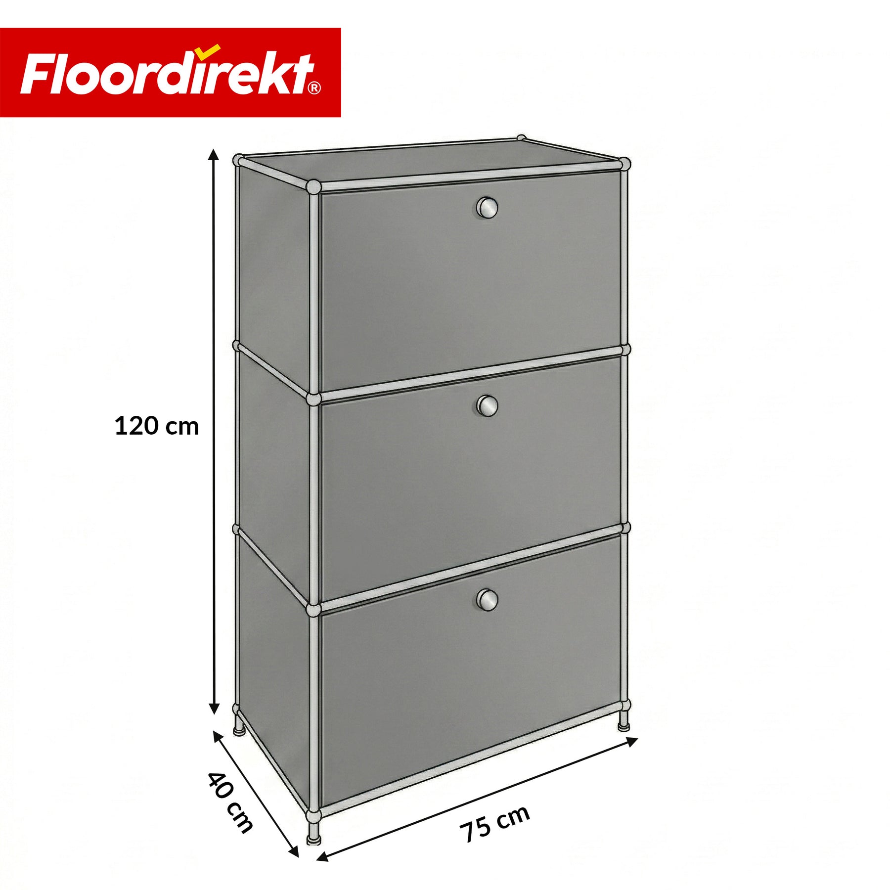 Metallschrank | Concept Epure MK-129 | Sideboard mit 3 verschließbaren Fächern | Moderner Aufbewahrungsschrank