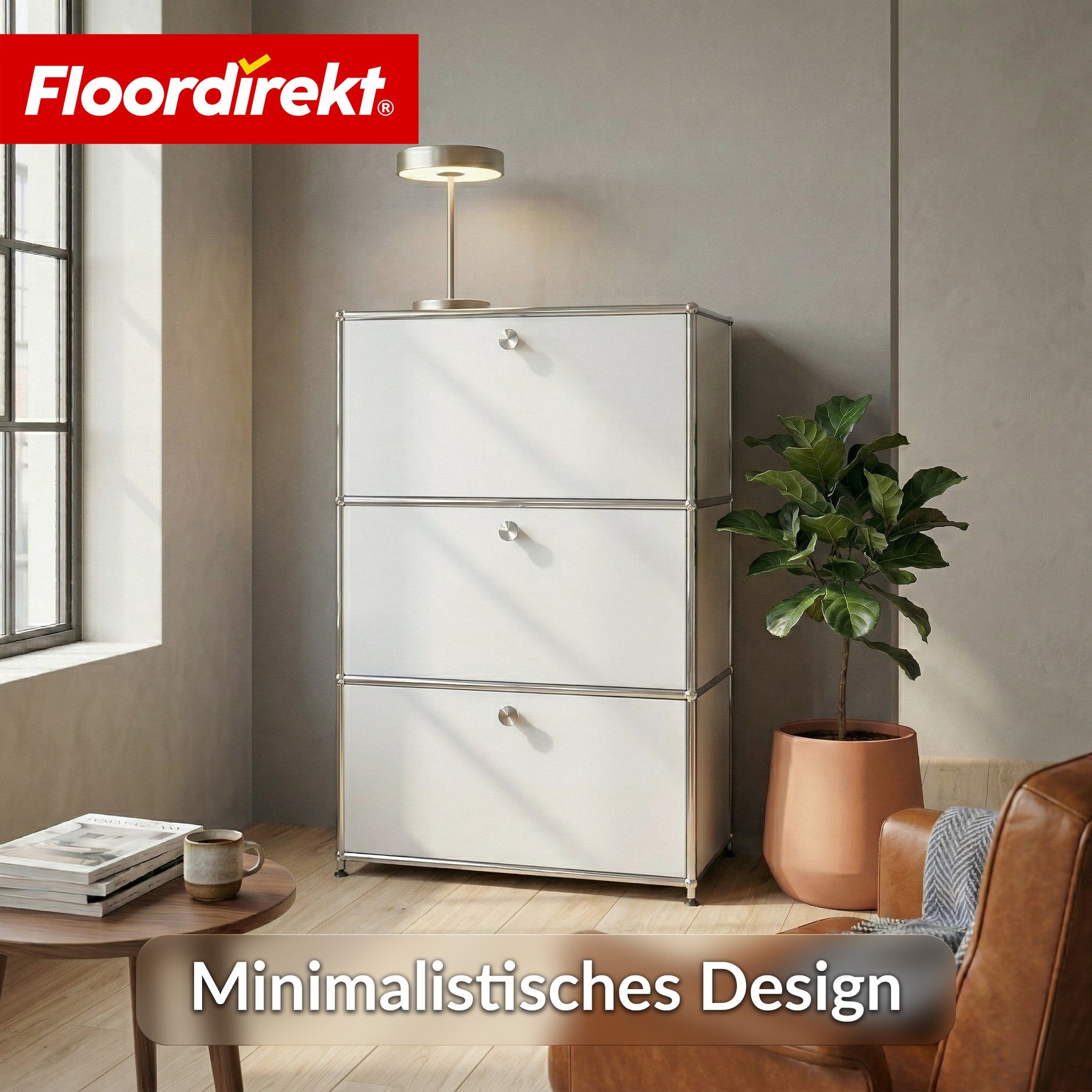 Metallschrank | Concept Epure MK-129 | Sideboard mit 3 verschließbaren Fächern | Moderner Aufbewahrungsschrank
