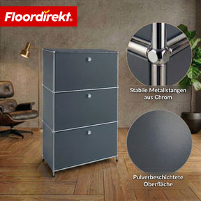 Metallschrank | Concept Epure MK-129 | Sideboard mit 3 verschließbaren Fächern | Moderner Aufbewahrungsschrank