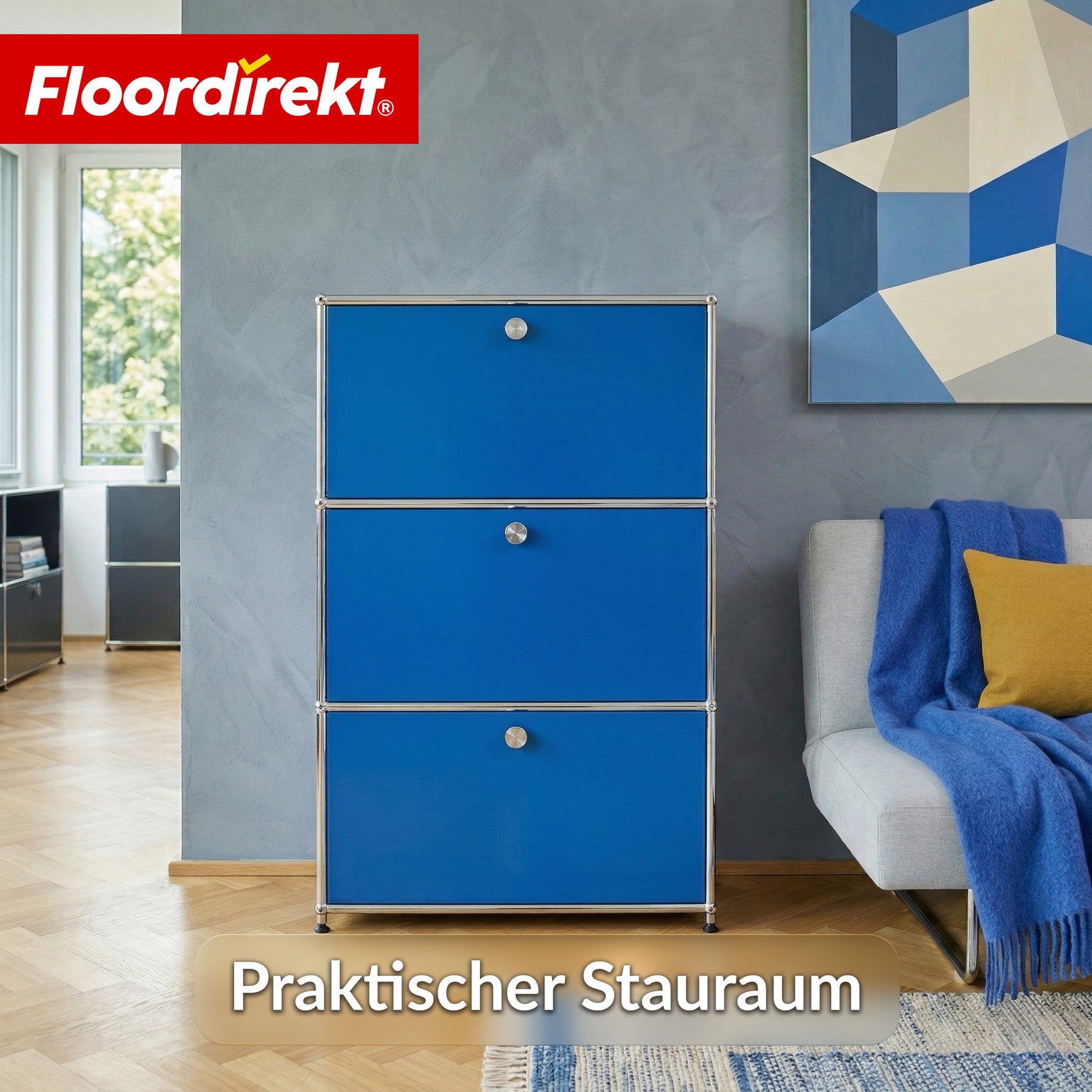 Metallschrank | Concept Epure MK-129 | Sideboard mit 3 verschließbaren Fächern | Moderner Aufbewahrungsschrank