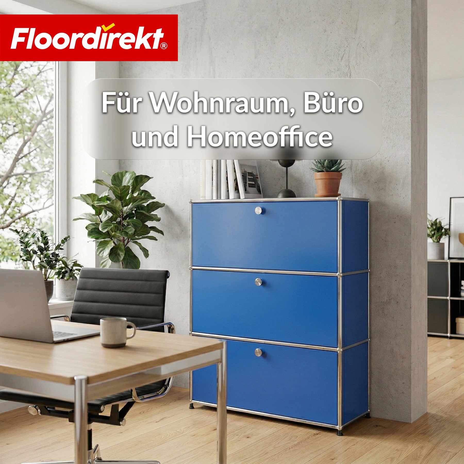 Metallschrank | Concept Epure MK-129 | Sideboard mit 3 verschließbaren Fächern | Moderner Aufbewahrungsschrank
