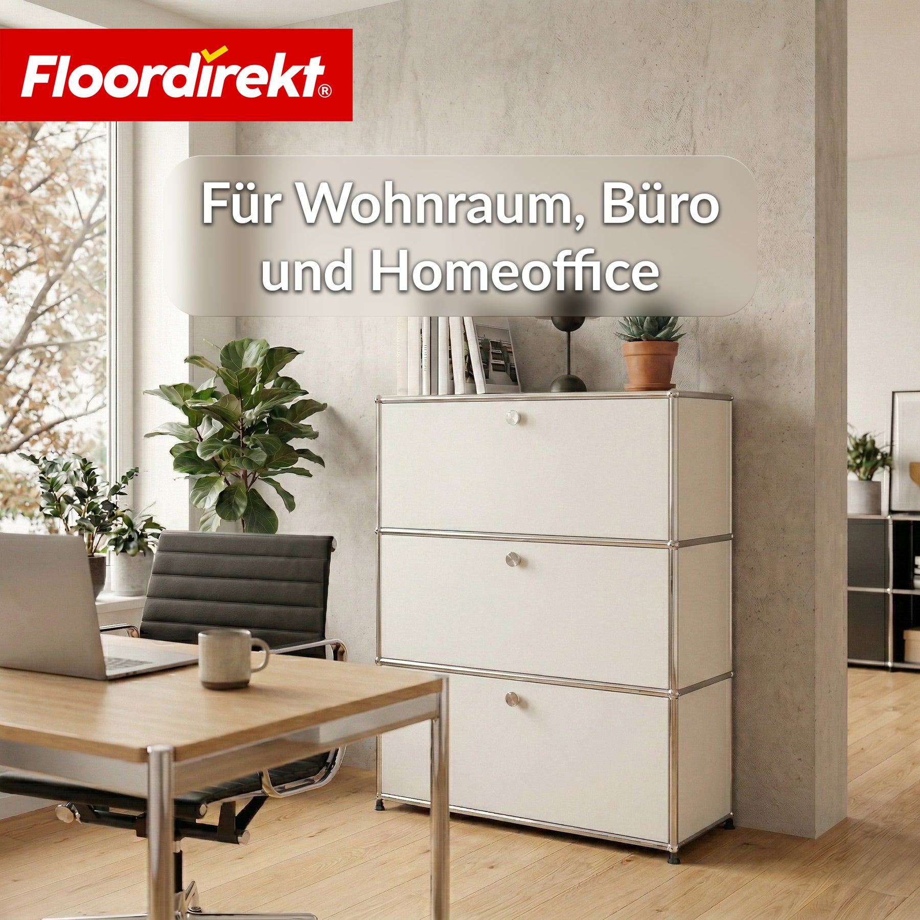 Metallschrank | Concept Epure MK-129 | Sideboard mit 3 verschließbaren Fächern | Moderner Aufbewahrungsschrank