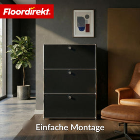 Metallschrank | Concept Epure MK-129 | Sideboard mit 3 verschließbaren Fächern | Moderner Aufbewahrungsschrank