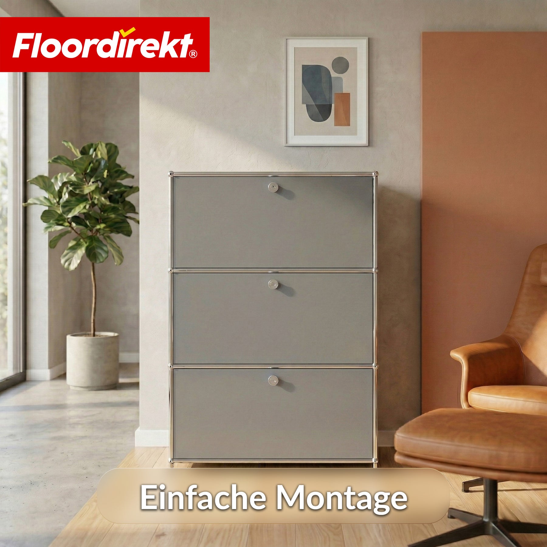Metallschrank | Concept Epure MK-129 | Sideboard mit 3 verschließbaren Fächern | Moderner Aufbewahrungsschrank