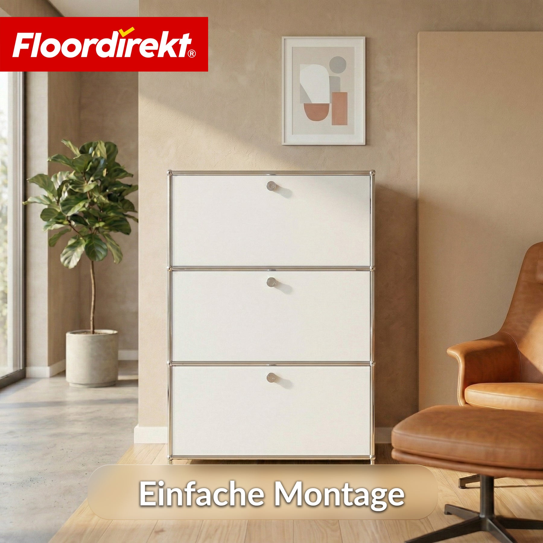 Metallschrank | Concept Epure MK-129 | Sideboard mit 3 verschließbaren Fächern | Moderner Aufbewahrungsschrank