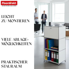 Metallregal | Concept Epure MK-107 | 4-stöckiges Aufbewahrungsregal mit verschließbarem Fach & Ablagen | In verschiedenen Farben