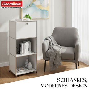 Metallregal | Concept Epure MK-107 | 4-stöckiges Aufbewahrungsregal mit verschließbarem Fach & Ablagen | In verschiedenen Farben