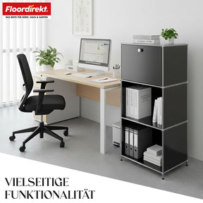 Metallregal | Concept Epure MK-107 | 4-stöckiges Aufbewahrungsregal mit verschließbarem Fach & Ablagen | In verschiedenen Farben