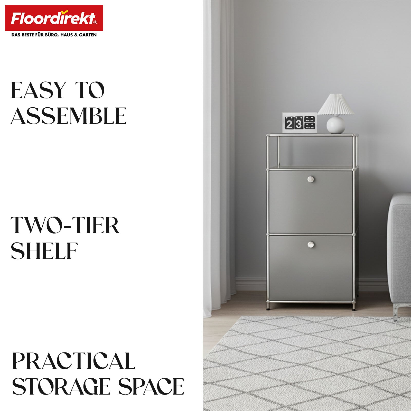 Metallregal | Concept Epure MK-120 | Aufbewahrungsregal mit verschließbaren Fächern, offenem Fach & Ablage | In mehreren Farben erhältlich